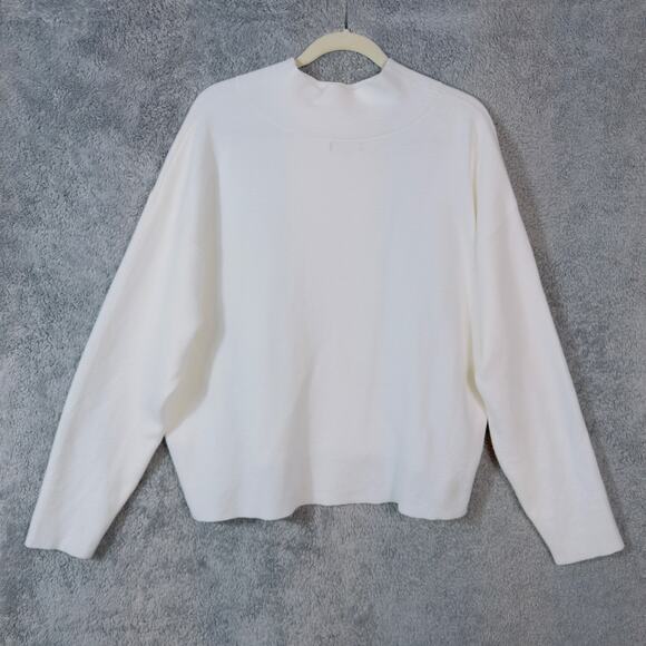 Quince Eco-Knit Milano Stitch Mock White Neck Pullover XL - Picture 4 of 7